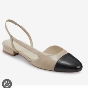 Marc Fisher Women's Black and Cream Slingback Flats